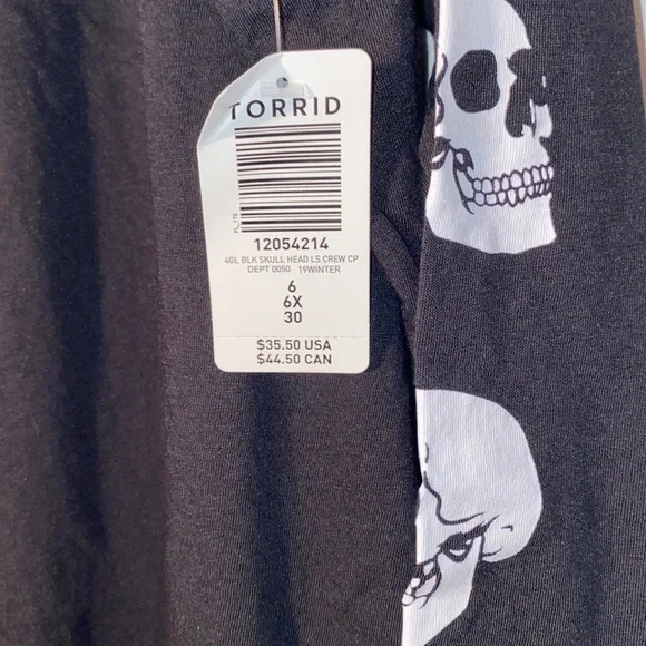Torrid Skull Head Long Sleeve Slim Fit Tee - Picture 6 of 7